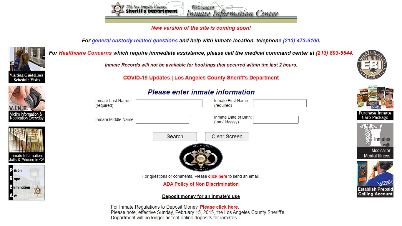 LASD Inmate Information Center - Inmate Search